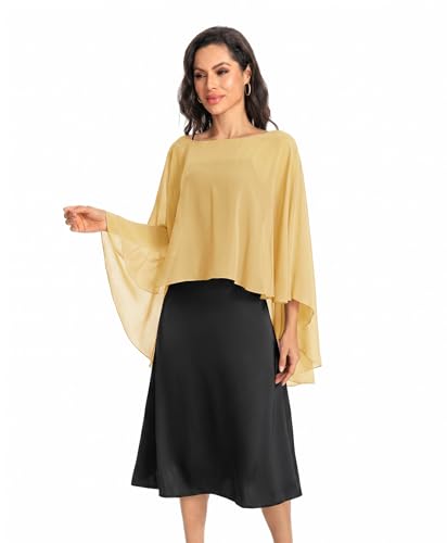 Image of Baoqiya Chiffon Capes Sheer Capelets Long Cape Poncho For Women Plus Size