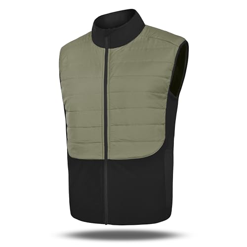 Image of Sparx Men's Lightweight Cycling Vest, Hiking Winter Quilted Vest, Water Resistant Warm Outerwear Vest (Olive, L)