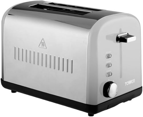 Tower T20014 Infinity 2 Slice Toaster, Adjustable Browning Settings with Defrost, Reheat & Cancel functions, 900W, Stainless Steel