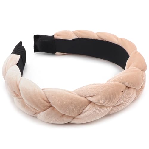 Image of DRESHOW Braided Headbands for Women Velvet Hair Hoop Elastic Criss Cross Hair Bands Accessories