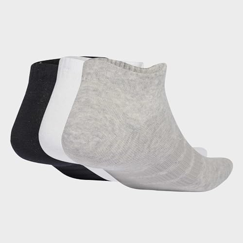 adidas Unisex Thin&Light Essentials Low Cut Socks 3 Pair Pack, medium grey heather/white/black, 37-40