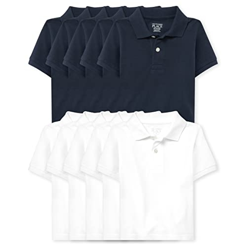 The Children's PlaceThe Children's Place Baby and Toddler Boys Short Sleeve Pique Polo 10 PackNautico/White9-12 Months