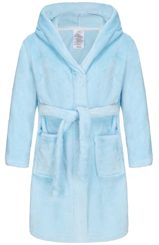 Image of Kids Hooded Bathrobe Girls Soft Plush Hooded Flannel Pajamas Sleepwear Boys Spa Robe