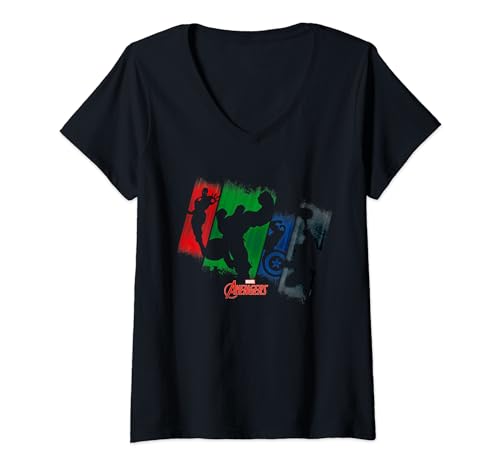 Avengers Team Punch Out V-Neck T-Shirt