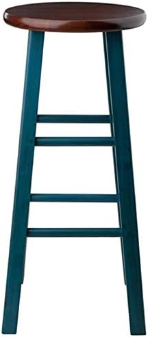 Winsome Wood Ivy Model Name Stool, Rustic Teal/Walnut 13.6x13.6x29.1