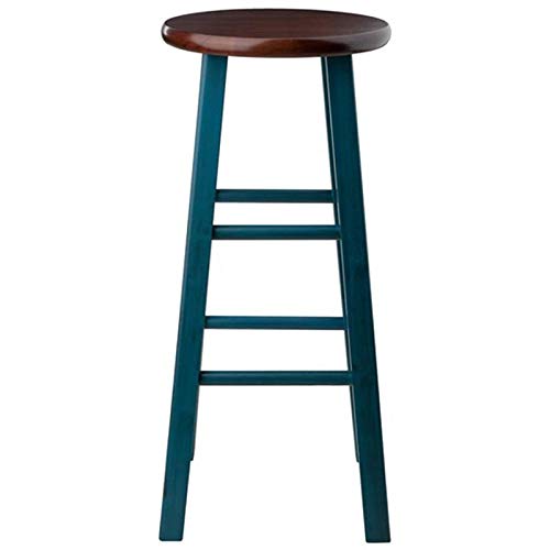 Winsome Wood Ivy Model Name Stool, Rustic Teal/Walnut 13.6X13.6X29.1 #TOP3