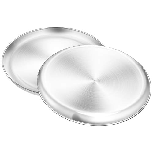 Yododo Pizza Baking Pan Pizza Tray, 12 Inch Stainless Steel Pizza Pan Tray, Round Pizza Baking Sheet Dish Plate For Oven Baking, Healthy & Heavy Duty, Rust Free & Dishwasher Safe - 2 Pcs #TOP2
