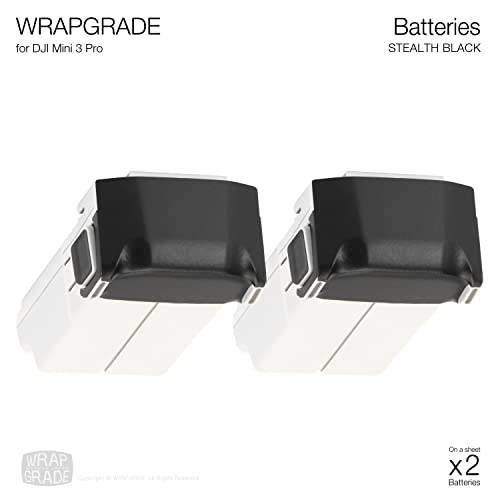 Image of WRAPGRADE Skin Stickers Compatible with DJI Mini 4 Pro /Mini 3 Series | Two Batteries (Stealth Black)