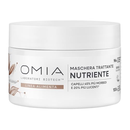 Omia Biotech Alimenta, Maschera Nutriente per Capelli Secchi e Spenti, Nutre e Districa, Lascia i Capelli Morbidi e Luminosi, Formula Vegana, 200ml