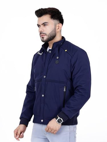 Image of Dollar Full Sleeves Bomber Jacket for Men | TPU Men's Standing Collar Lightweight Winter Jacket, Regular Fit