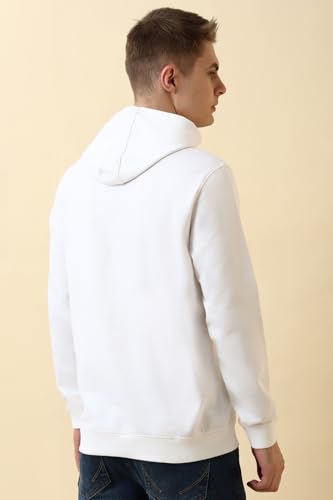 Image of Allen Solly Men's Classic Cotton Solid Hooded Sweatshirt with Kangaroo Pockets