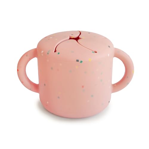 Image of mushie Silicone Snack Cup | Spill Proof Food Container for Toddler and Baby (Powder Pink Confetti)