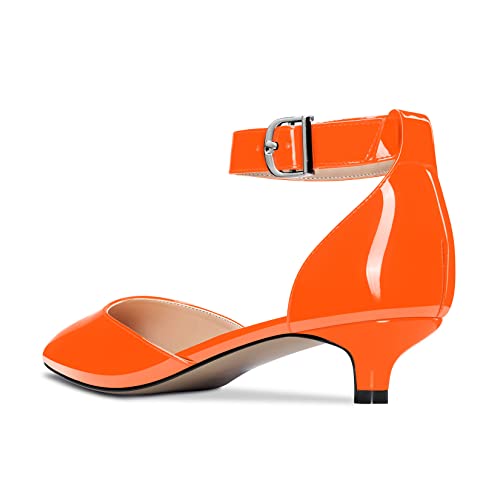 Image of Aachcol Women Kitten Low Heel Ankle Strap Pumps Pointed Toe Sandals Dress Shoes Party Office Wedding 1.5 Inch