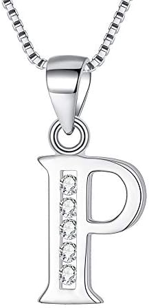 Clearine Initial Necklace Women 925 Sterling Silver Cubic Zirconia 26 Letters Alphabet Personalized Charm Pendant Necklace Birthday Christmas Gift for Girls