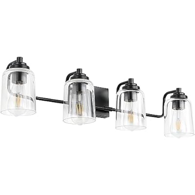 SOLFART 4 Lights Matt Black Bathroom Light Fixtures Bathroom Lights Over Mirror Vanity Lights for Bathroom Vanity Lighting Mirror Lights