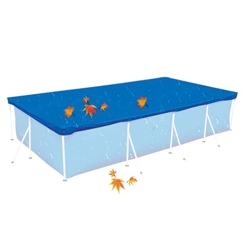 Poolabdeckung Rechteckig, 400x211cm Pool Plane, Pool Abdeckplane Sommer & Winter Poolschutz, UV-beständige Witterungsschutz Poolplane, Poolabdeckung Für Oberirdische Pools