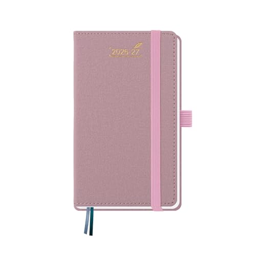 BEZEND 18-Monate Taschenkalender 2026 2027 A6 (Juli 26-Dez 27) Kalender 26/27 Wochenplaner klein 1 Woche 2 Seiten mit 2 Spalten PU-Leder Hardcover Rosa