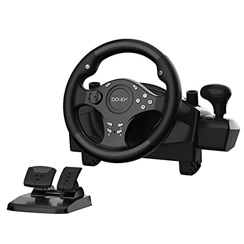 Gaming-Rennrad 270-Grad-Lenkrad für Rennspiele PC / Nintendo Switch / PS3 / Android mit Pedal-Gaspedalbremse (rote Farbe) Cover