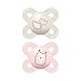 Mam Start Nanò Ciuccio in Set da 2, in Silicone Skinsoft con Custodia Porta Ciuccio, 0-2 Mesi, Rosa