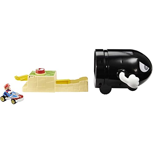 Lanceur Bullet Bill Mario Kart Hot Wheels : réplique fidèle et robuste en métal injecté pour circuit