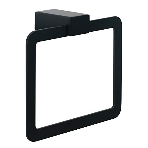 HouseAid Quadratischer Handtuchhalter für Badezimmer Edelstahl Handtuchring Modern Handtuchhalter Wandmontage Matt Schwarz Cover
