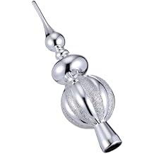 LIOOBO Christmas Tree Topper Silver Finial Tree Topper Gourd Shape Plastic Vintage Spherical Xmas Treetop Unique Collection Christmas Ornament for Home Xmas Holiday Party Decoration