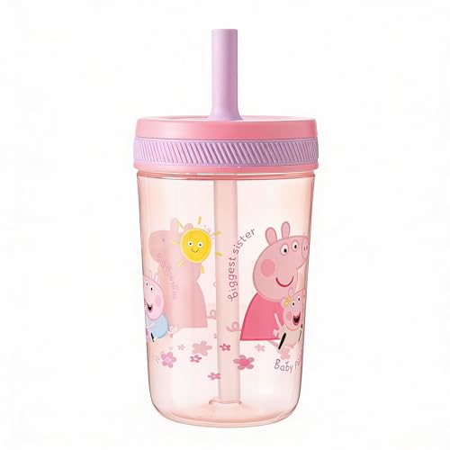 Peppa Pig Family Kelso Soft Straw Cup 350ml | BPA-Free Toddler Drinking Cup with Secure Lid & Straw | Leak-Proof Durable & Fun Design for Kids Pink