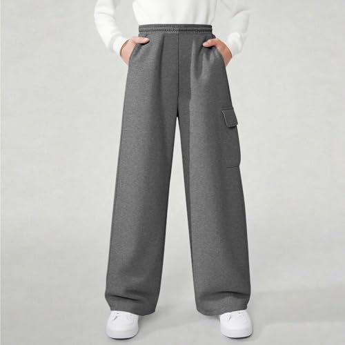 Finelylove Boys Baggy Cargo Sweatpants Wide Leg Open Bottom Fleece Jogger Straight Workout Active Sweat Pants 5-15 Years3