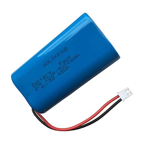 AOLIKES 7.4V Lithium-ion Battery Pack 5200mAh, Rechargeable Battery Power Cell w/XH2.54-2Pin Plug, DIY Batteries 18650 2S2P Li-ion Batteries Pack Support 3C Continuous Discharge Cover