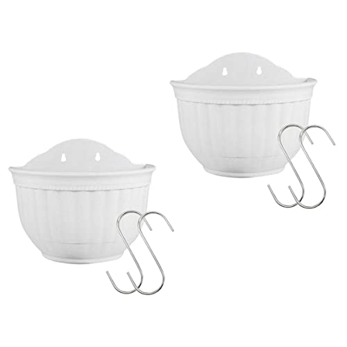 Yardwe 4Pcs White Flower Flowerpot Half Hanger For Orchid Wall Pot Pots Red Garden Flowerpots Outdoor S Home Plastic Mounted Round Wall-Mounted Hanging Planter Vertical Semi- #TOP7