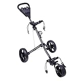 LpqOxnm 3 Wheel Golf Push Cart, 64.96 * 40.15in Foldable Golf Push Cart Collapsible Golfs Pushs Carts Roller Golf Bag Holder with Foot Brake Umbrella Holder Cup Holder for Most Teenagers Adults