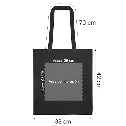 Miniatura 7 de Regalix Shop - Tote Bag Personalizada - 5 Ó 10 Und 14 Colores Asas Largas, 38 X 42 Cm Ideal Para Regalos, Eventos Y Pequeños Negocios - Bolsa Tela Personalizada Resistente Para Compra 10, Negro