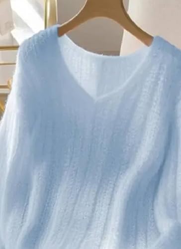 Women's Pink Long Sleeve Plain V Neck Knit Loose Oversized Pullover Jumper Y2K Sweater Cozy Fall Winter Outfits4