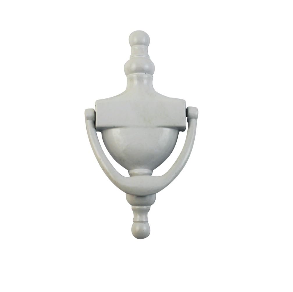 EuroArt Urn Style Door Knocker, Solid Metal, Decorative, Traditional Design, Front Door Hardware (White, 155mm)