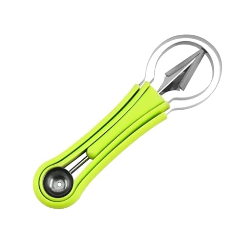 Image of 4-in-1 Melon Baller Scoop Set - Stainless Steel Fruit Scooper, Carving Knife, Digging Spoon & Cutter Tool for DIY Fruit Salad, Ice Cream, Cake Decorating & Dessert Presentation