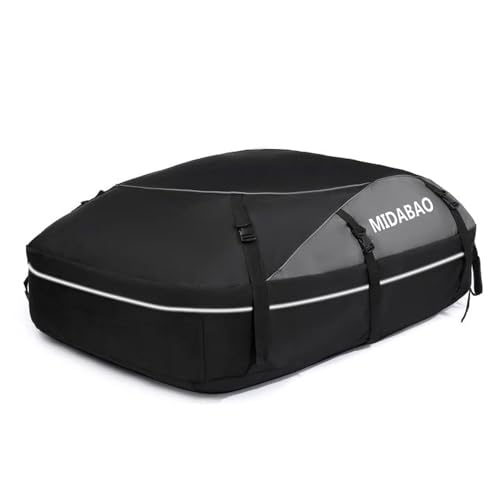MIDABAO 20 Cubic Waterproof Duty Car Roof Top Carrier-Car Cargo Roof Top Bag, Waterproof & Coated Zippers includes Anti Slip Mat with or without Racks (20 Cubic Feet)