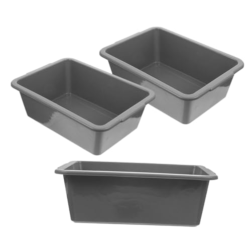 Alipis 3pcs Plastic Rectangular Bus Tub Storage Baskets Sturdy Material for Home Restaurant Garden Use