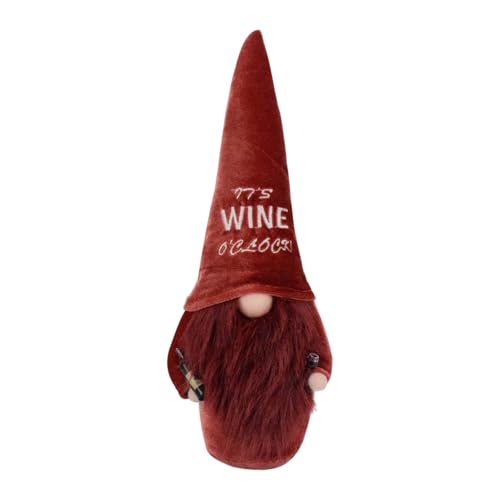 ZEPFJHE Adorno de enano de vino tinto de felpa, decoración de Navidad para bandeja escalonada, granjas, cocina, sala de estar, decoración de estantería