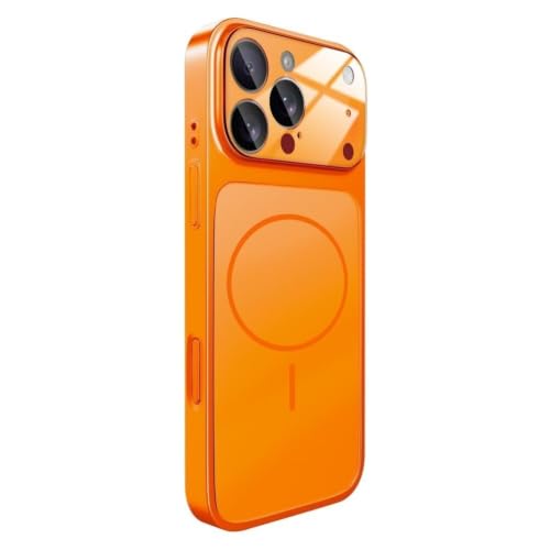 Coque iPhone 17 Pro Max anti-chute intégrale en verre givré mince orange