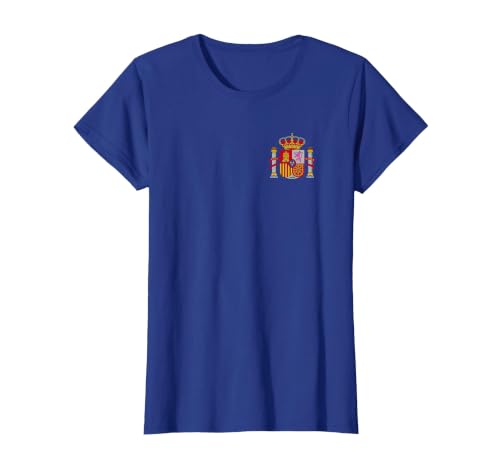 Spain Espana Madrid Mallorca Barcelona Sevilla Coat of arms T-Shirt, Women, Royal Blue, Small