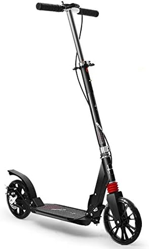 LJHBC Wheel Scooter Suitable for Adult Teenagers Portable Folding Scooter with handbrake and disc Brake Commuting Scooter Bearing Weight 150kg Black/White (Color : Black)