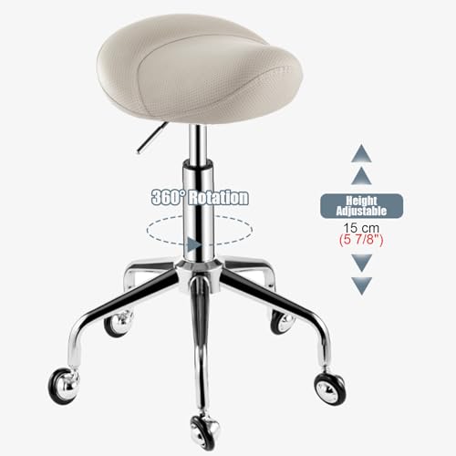 Siège-selle ergonomique blanc pour studios de tatouage et maison - 5