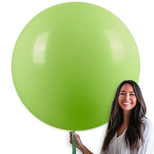 Image of PartyWoo Lime Green Balloons 4pcs 36 Inch Light Green Latex Helium Balloons for Graduation Wedding Baby Shower Anniversary Birthday Dinosaur Jungle Golf Football Theme Party Decorations Green-Y6