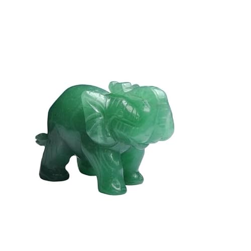 HUFFA Crystal Jade Agate Elephant Figurine - Auspicious Home Decoration Ornament(Size:5cmlong(2inches),2inch)