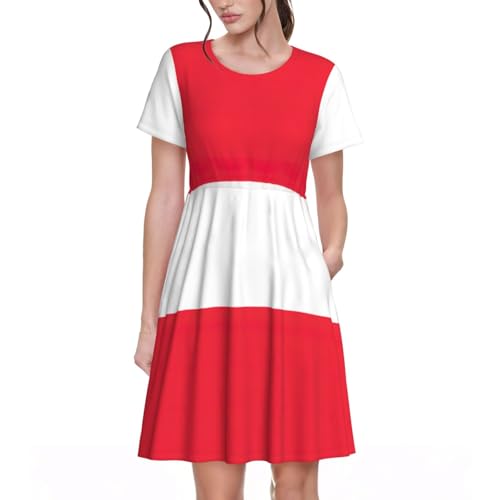 Jupe trapèze rétro manches courtes motif drapeau autrichien femme