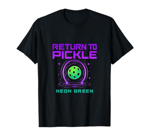 Return to Pickle Neon Green Cyberpunk Pickleball Portal T-Shirt