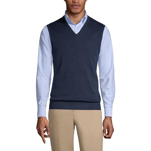 Lands' End School Uniform Men's Cotton Modal Fine Gauge Sweater Vest