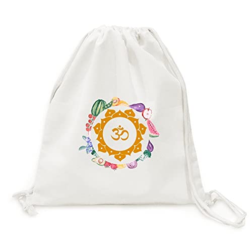 Le bouddhisme jaune cabas lotus sanskrit sac en tissu pliable fruits et légumes