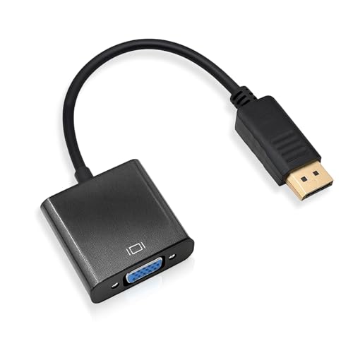 Hawpasy Display-Port to VGA Adapter, Disp-layPort Input to VGA Output Adapter, HD Video Converter, Supports Gold-Plated Connectors, Compact Aluminium Shell VGA Adapter for Devices