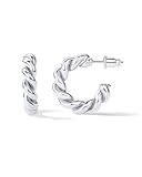 Picture of PAVOI 18K Gold Vermeil Twisted Rope Round Hoop Earrings (16.00, White Gold)